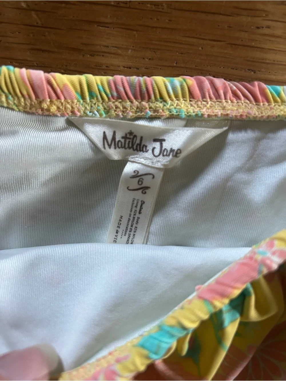 Matilda Jane Yellow Floral Bikini Set with Aqua & Pink Ruffles